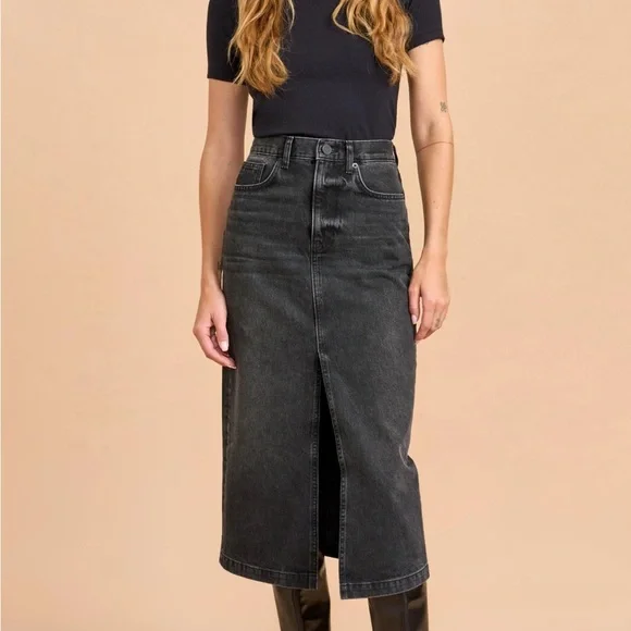 NWOT La Ligne Kate Skirt, high waist black denim, size 29 - Picture 1 of 6